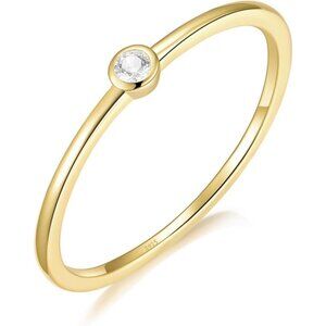 Women's terling Silver 14K Gold Plated CZ Wedding Bands Engagement Rings 1.5mm